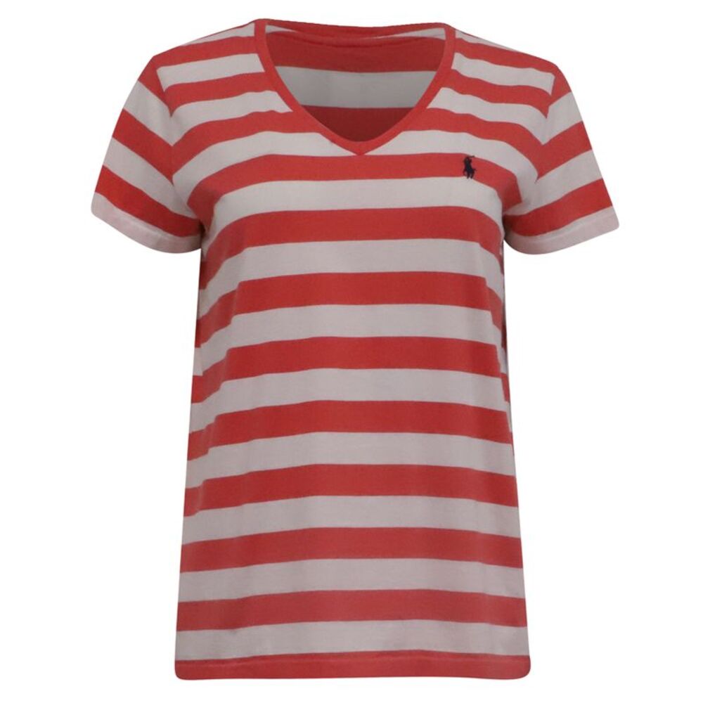 Ralph Lauren V-Neck Striped T-Shirt in Multicolor Cotton